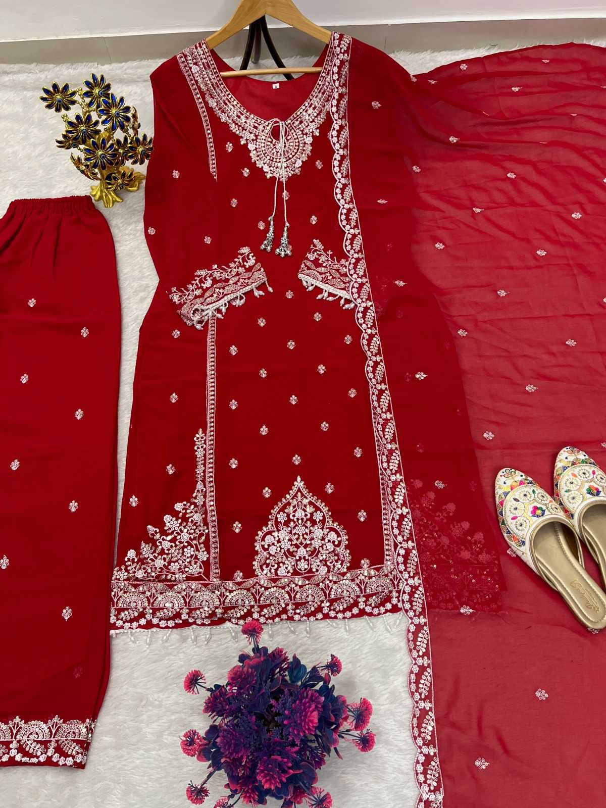 Faux Georgette Embroidery Suit