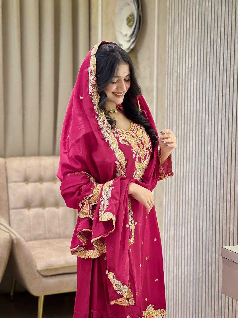 Chinon Silk Sharara Salwar Suit