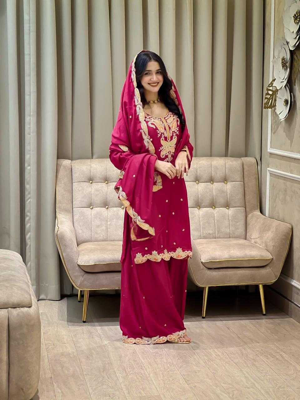 Chinon Silk Sharara Salwar Suit