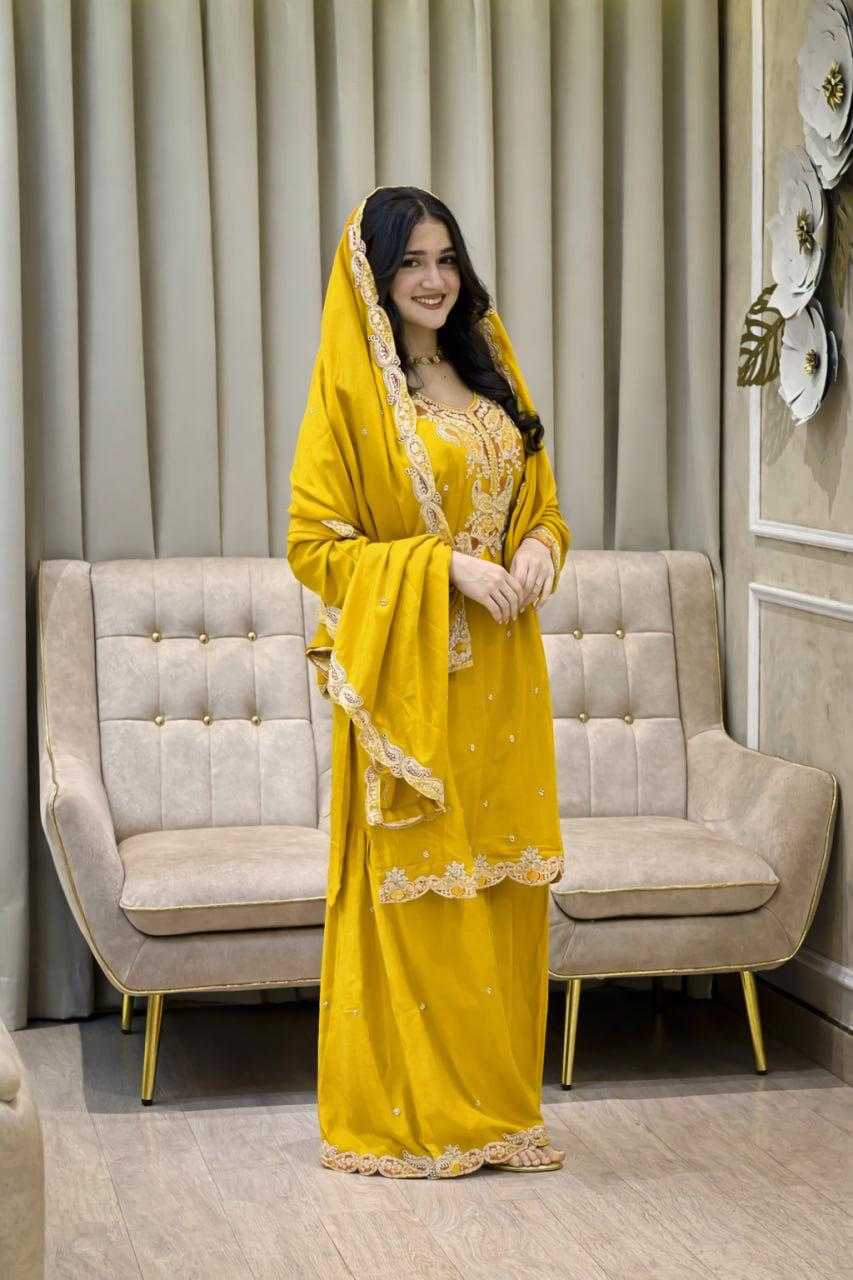 Chinon Silk Sharara Salwar Suit