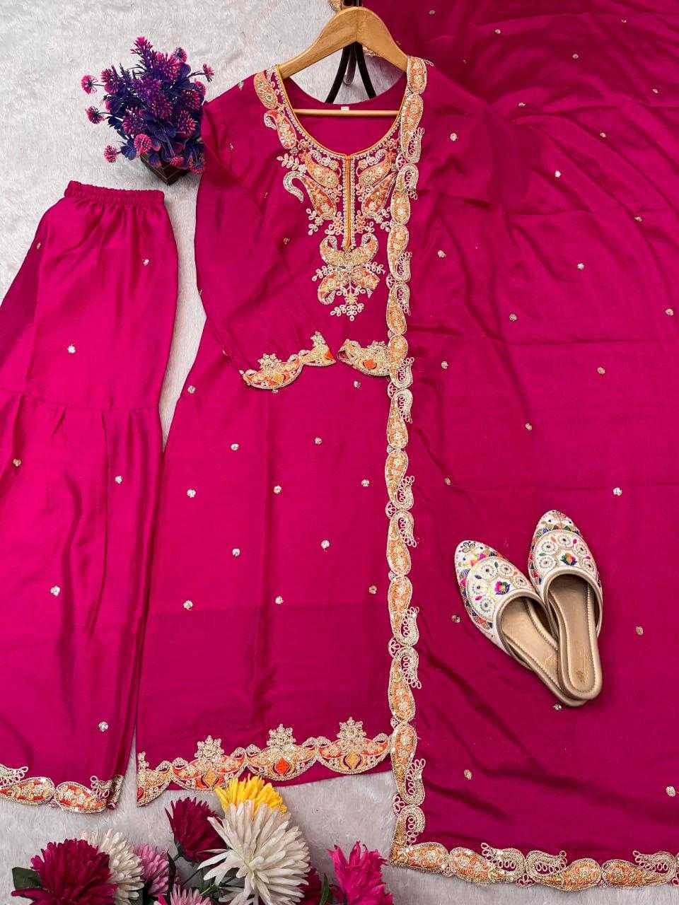 Chinon Silk Sharara Salwar Suit