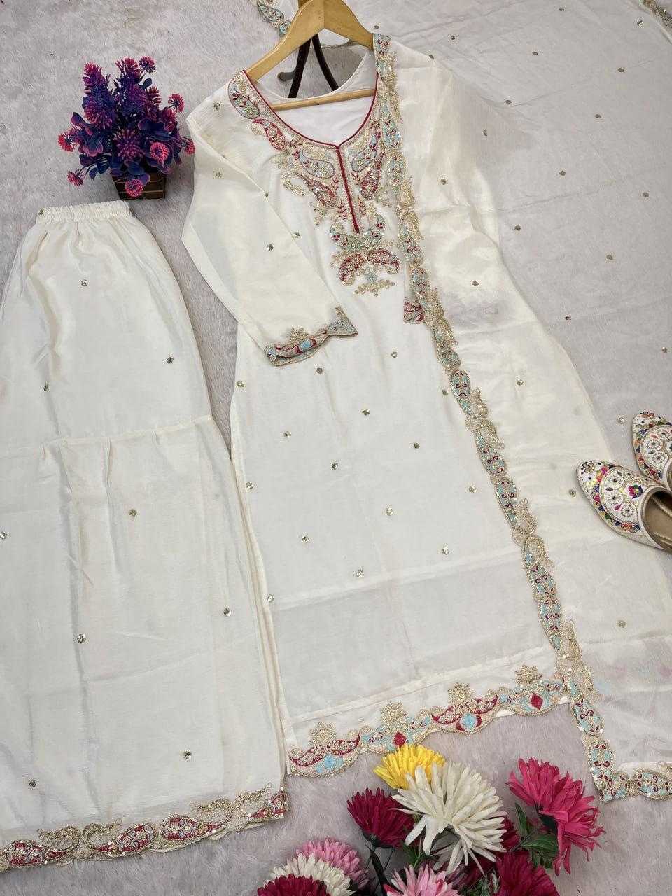 Chinon Silk Sharara Salwar Suit