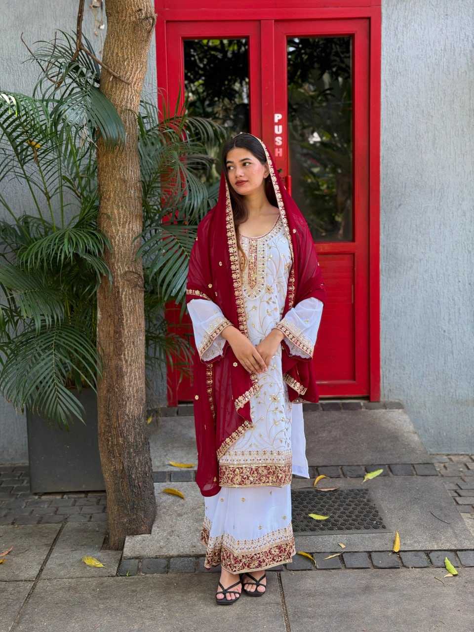 Faux Georgette Embroidery Suit