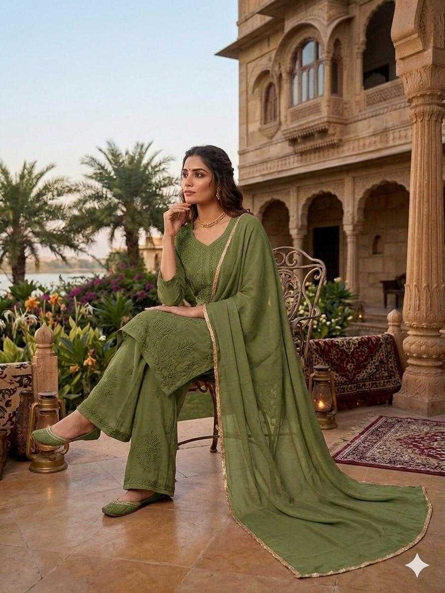 Faux Georgette Embroidery Suit