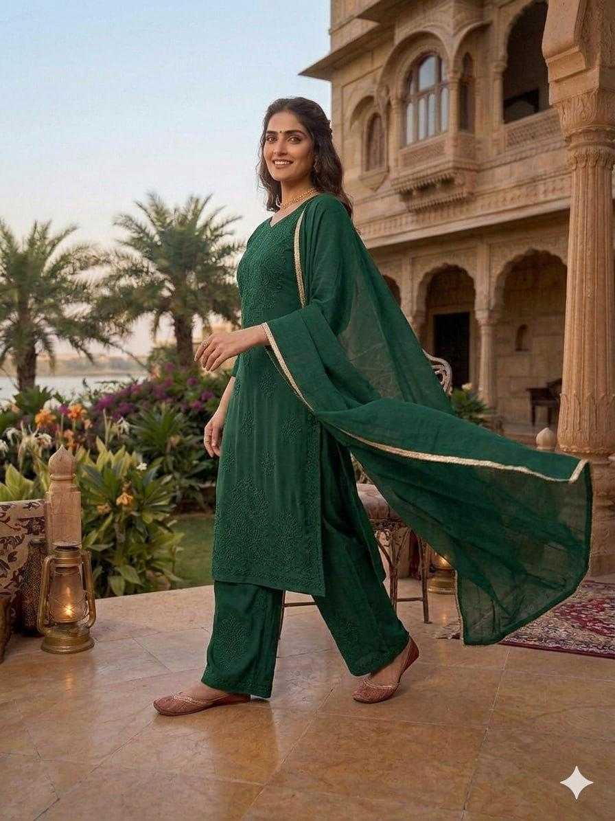Faux Georgette Embroidery Suit