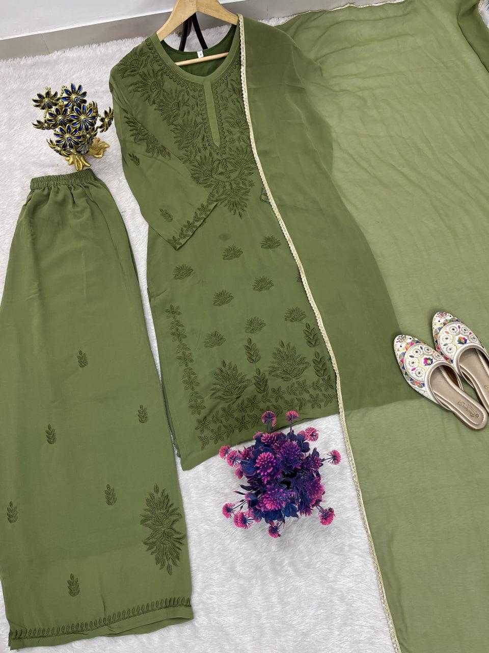 Faux Georgette Embroidery Suit