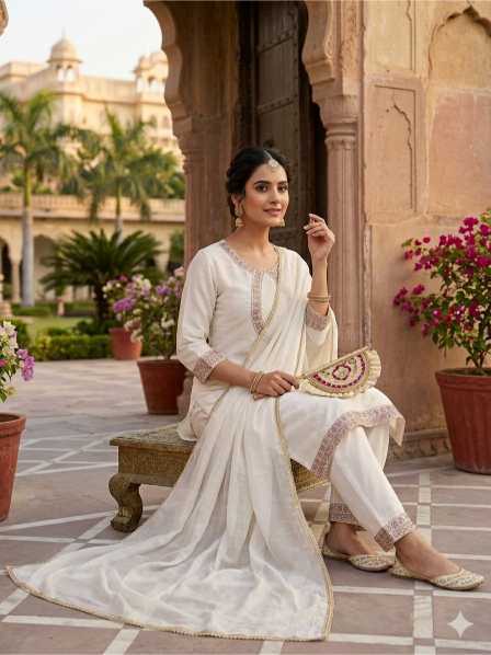 Heavy Roman Silk Embroidery Suit