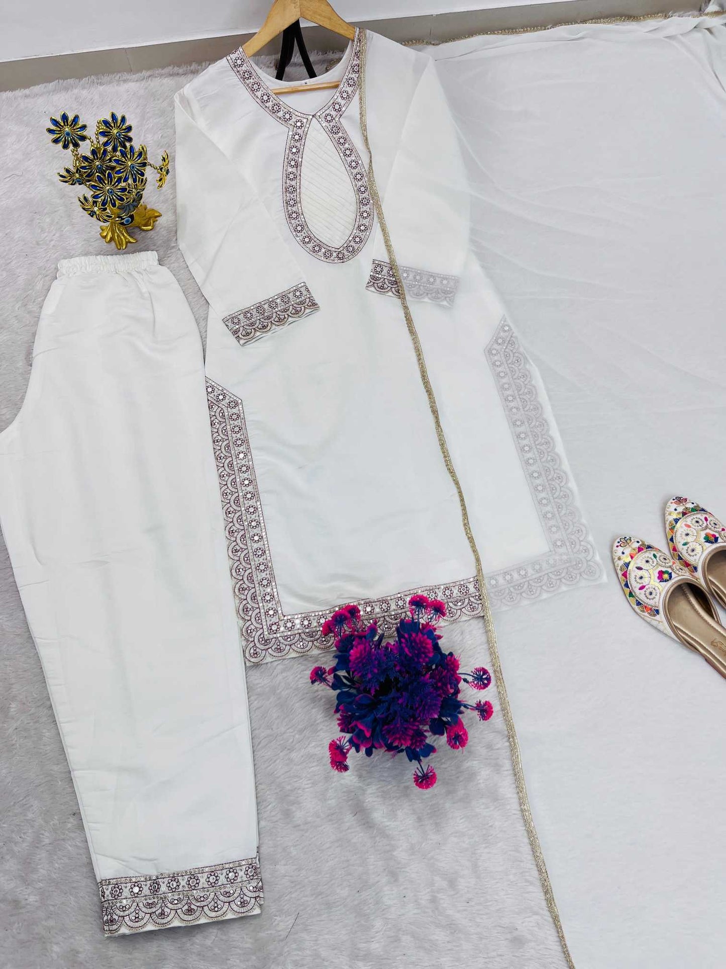 Heavy Roman Silk Embroidery Suit