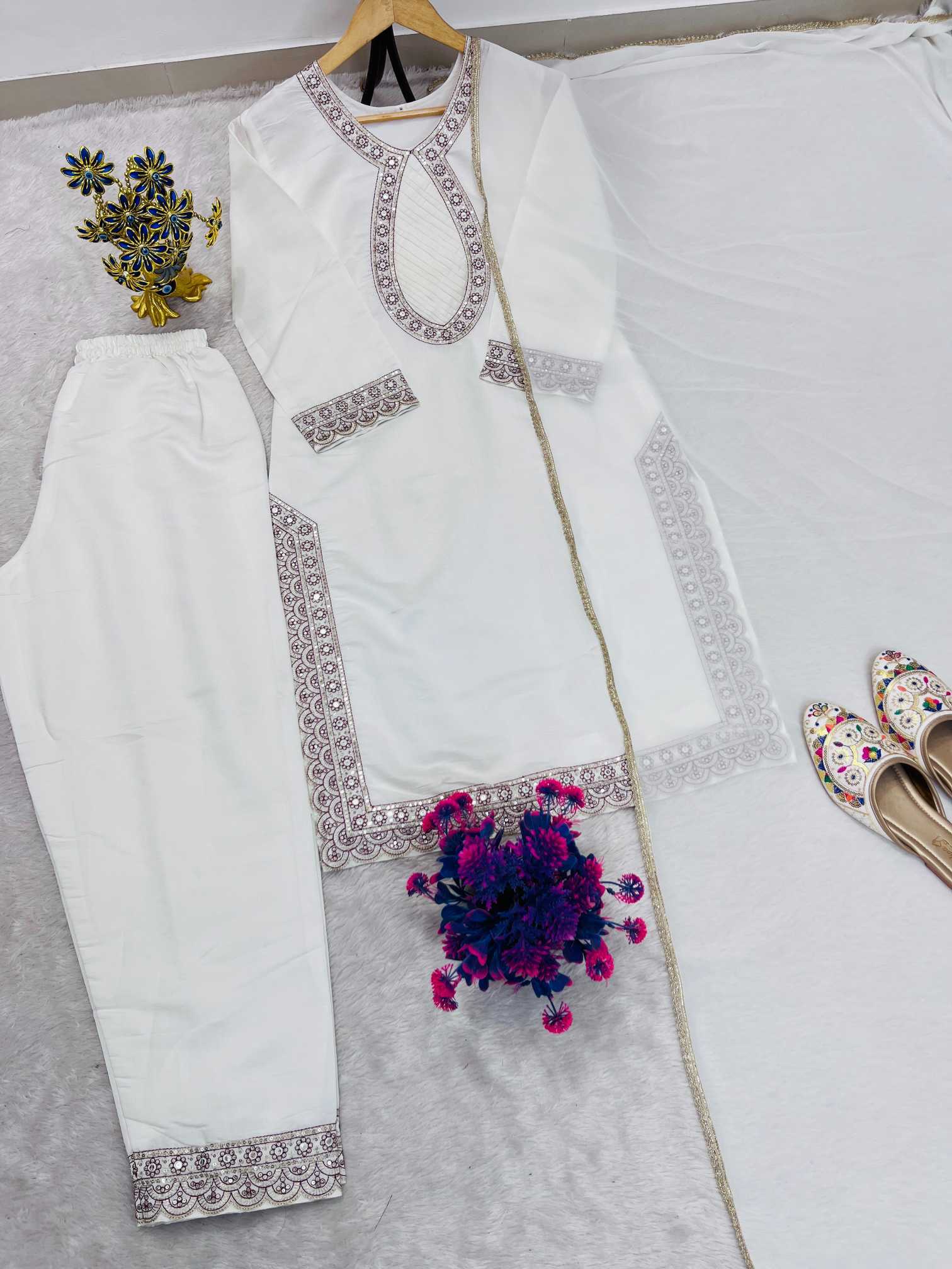 Heavy Roman Silk Embroidery Suit