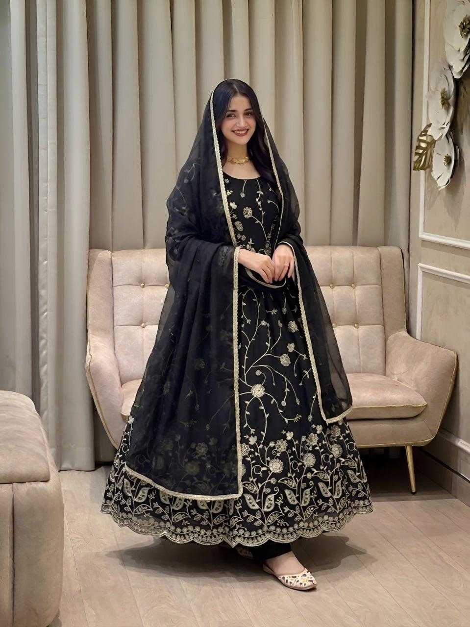 Faux Georgette Embroidery Gown
