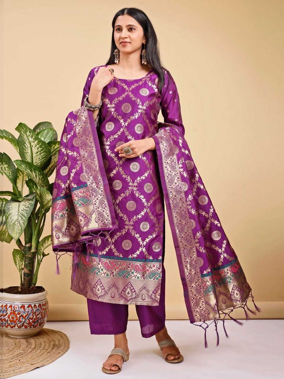 Banarasi Soft Silk Designer Kurti