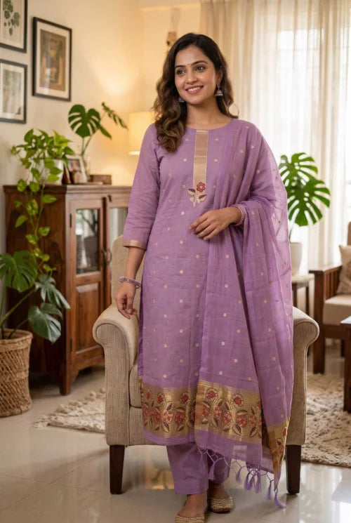 Jamdani Soft Cotton Ladies Suit