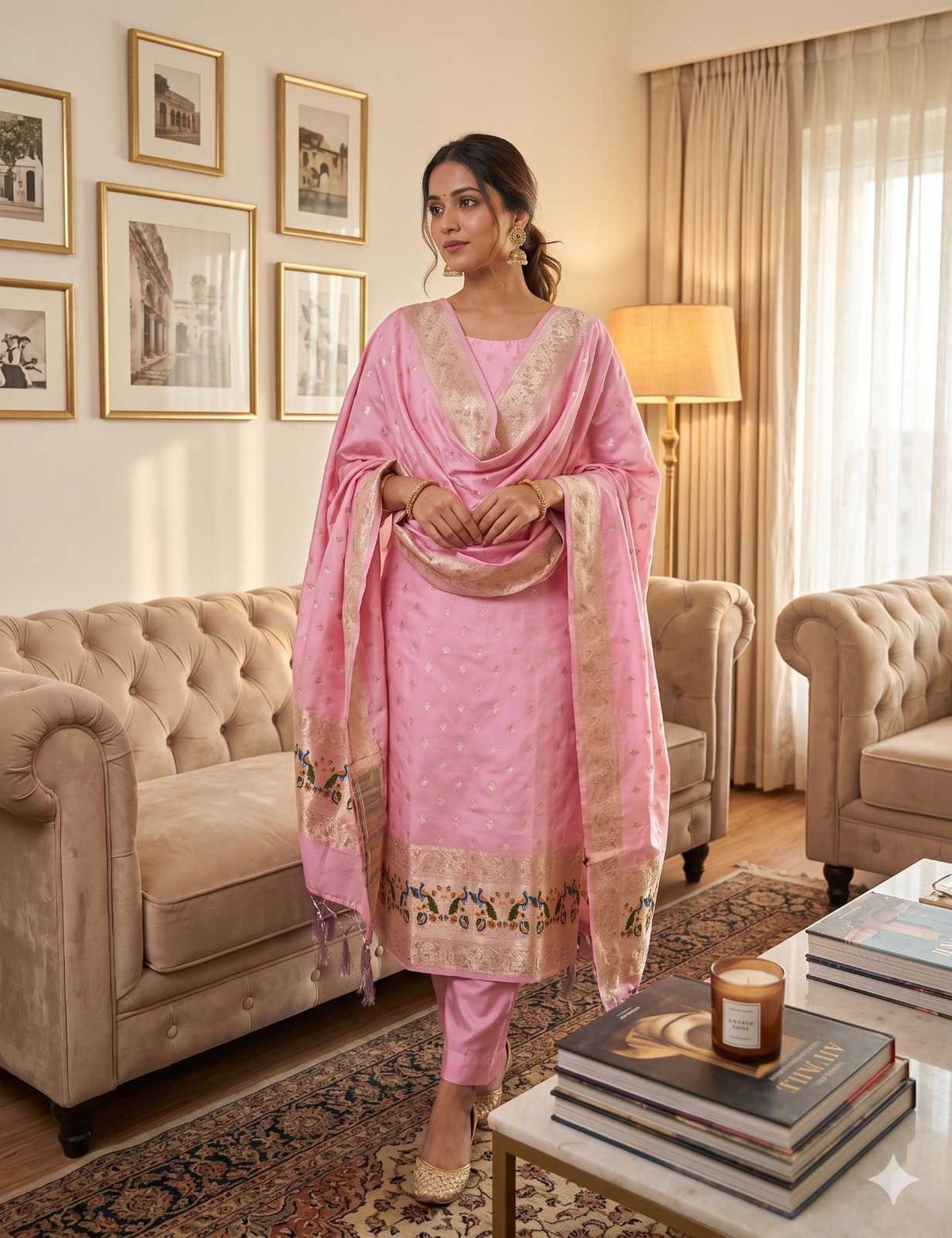 Pure Banarasi Soft Silk Zari Work Suit