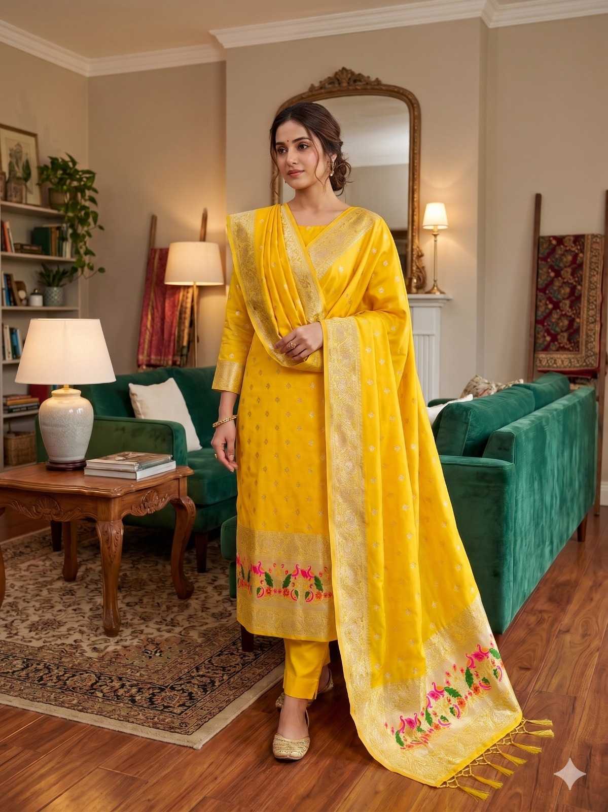 Pure Banarasi Soft Silk Zari Work Suit