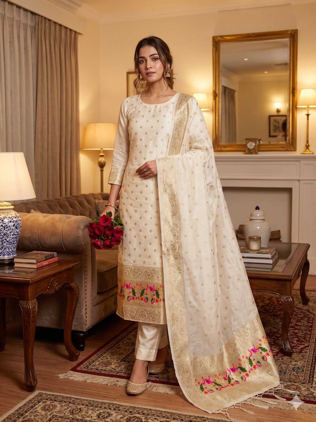 Pure Banarasi Soft Silk Zari Work Suit