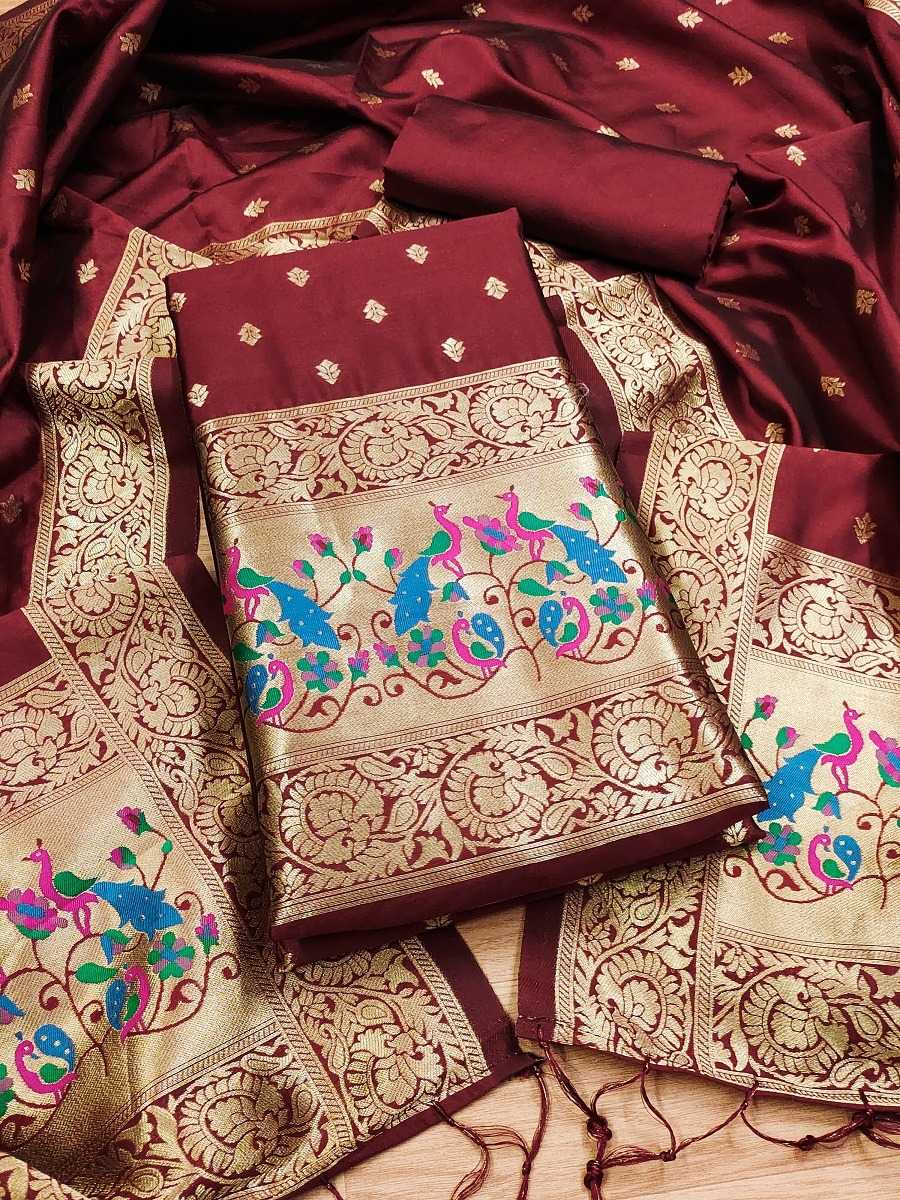 Pure Banarasi Soft Silk Zari Work Suit