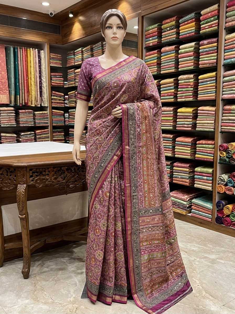 Silk Ajrakh Saree