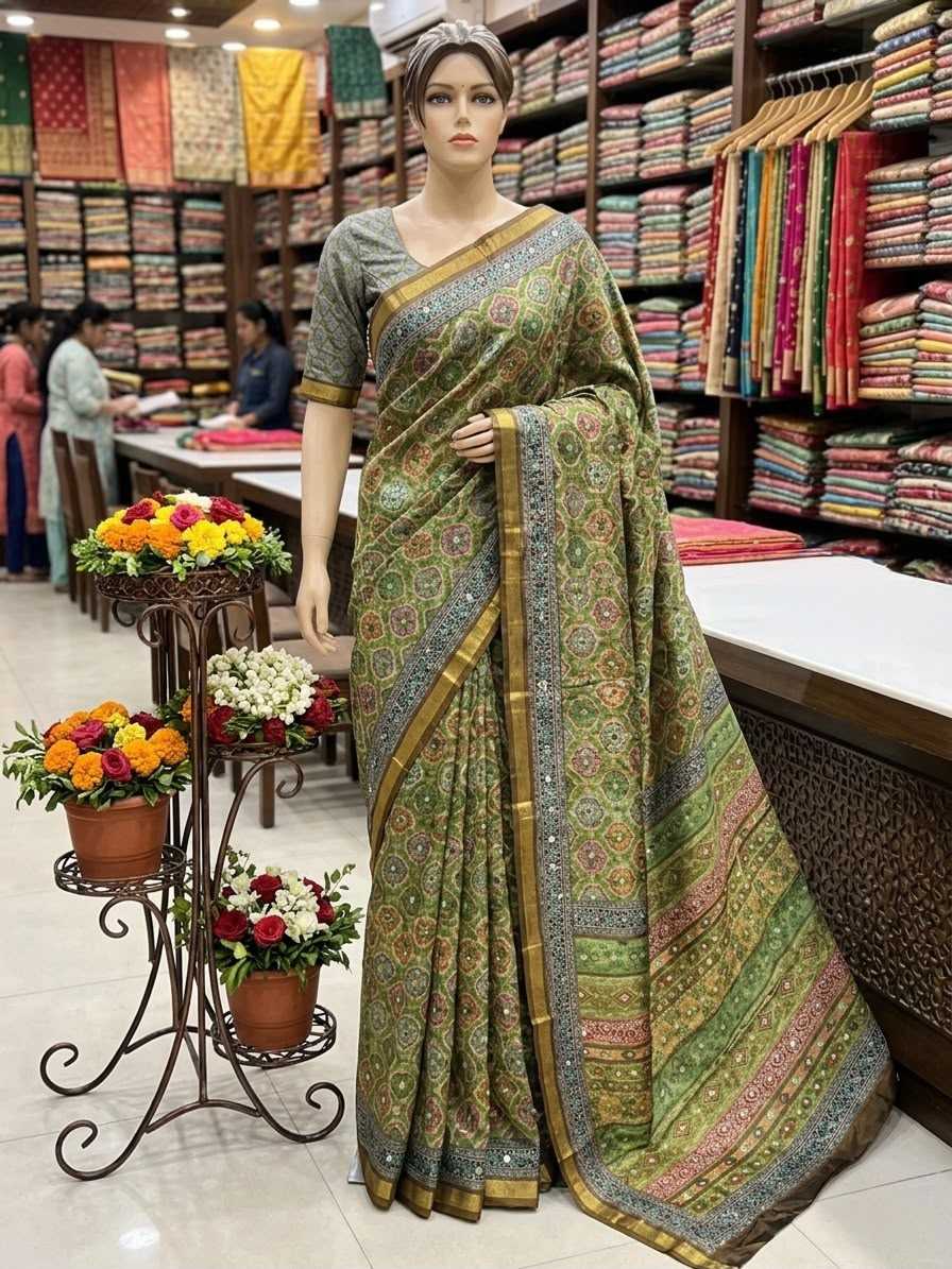 Silk Ajrakh Saree