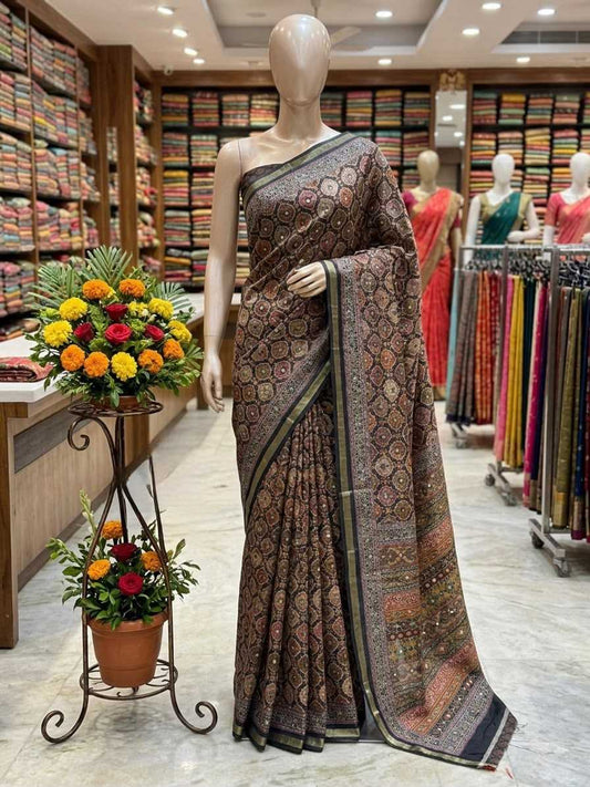 Silk Ajrakh Saree