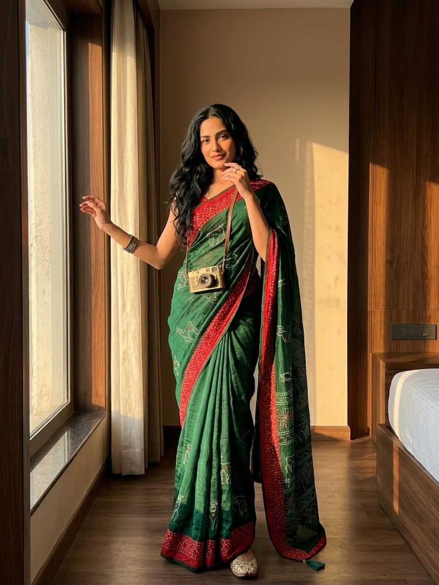 Dull Moss Designer Saree