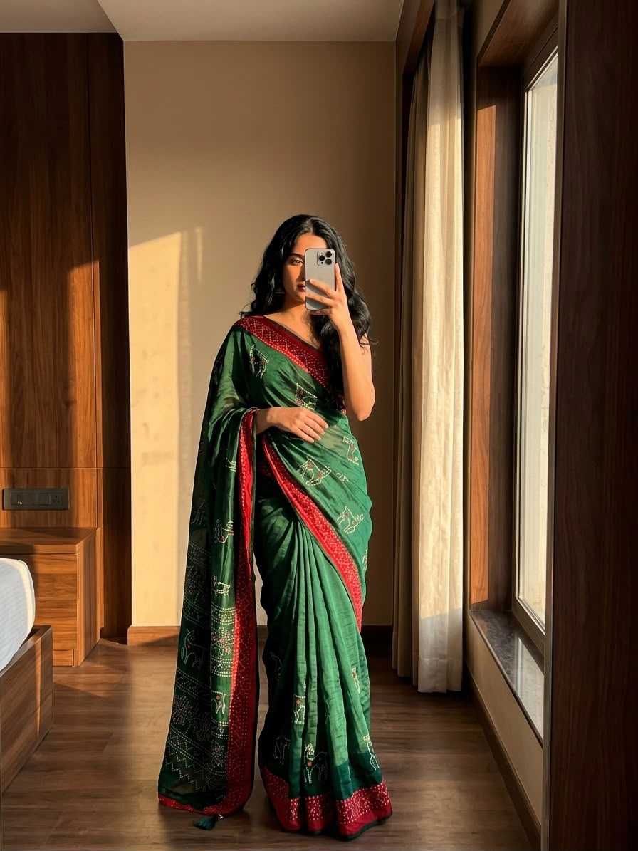 Dull Moss Designer Saree