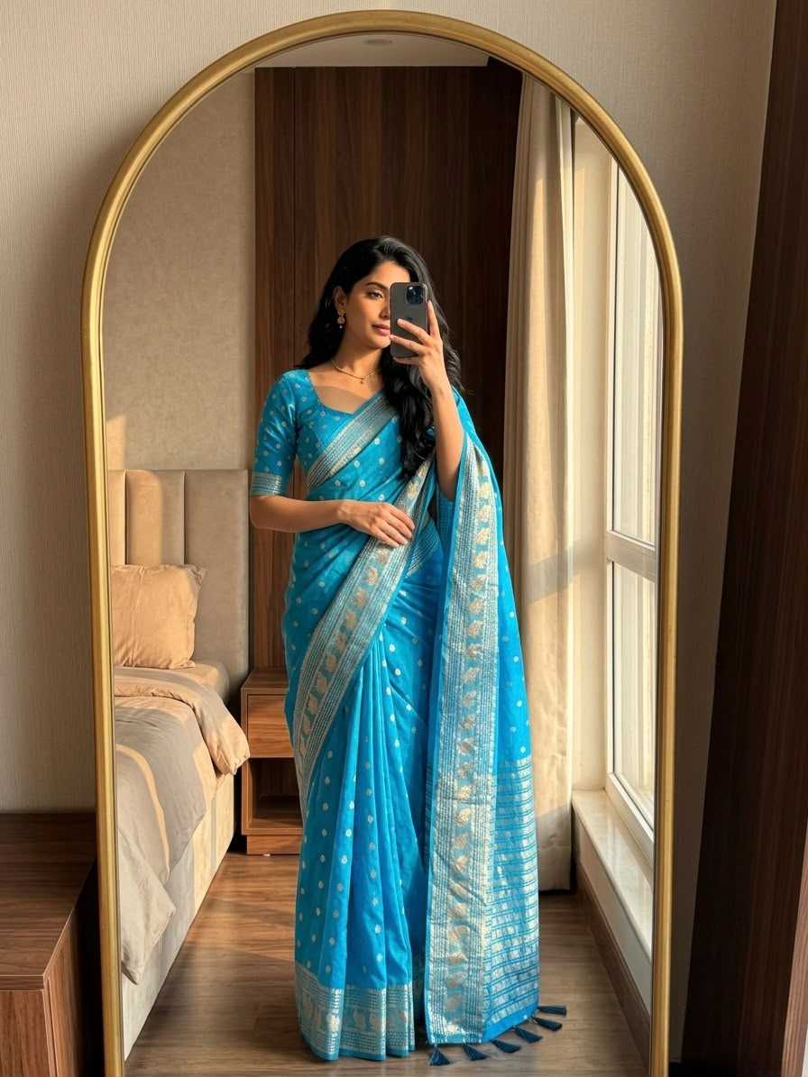 Candy Viscose Designer Saree in Sky Blue