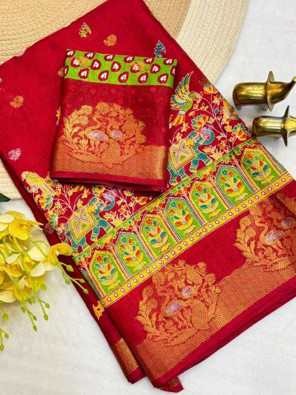 Dola Silk Kalamkari Saree