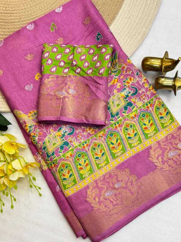 Dola Silk Kalamkari Saree