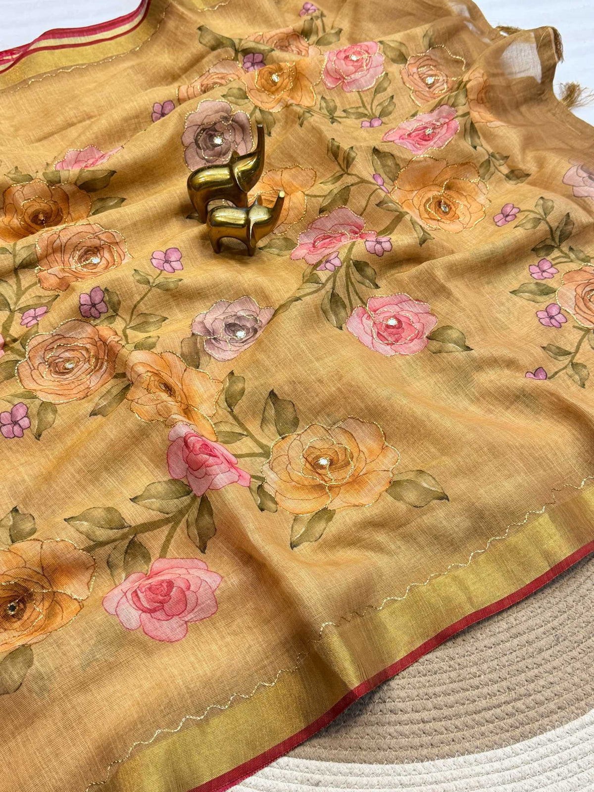 Falguni Linen Zari Border Saree