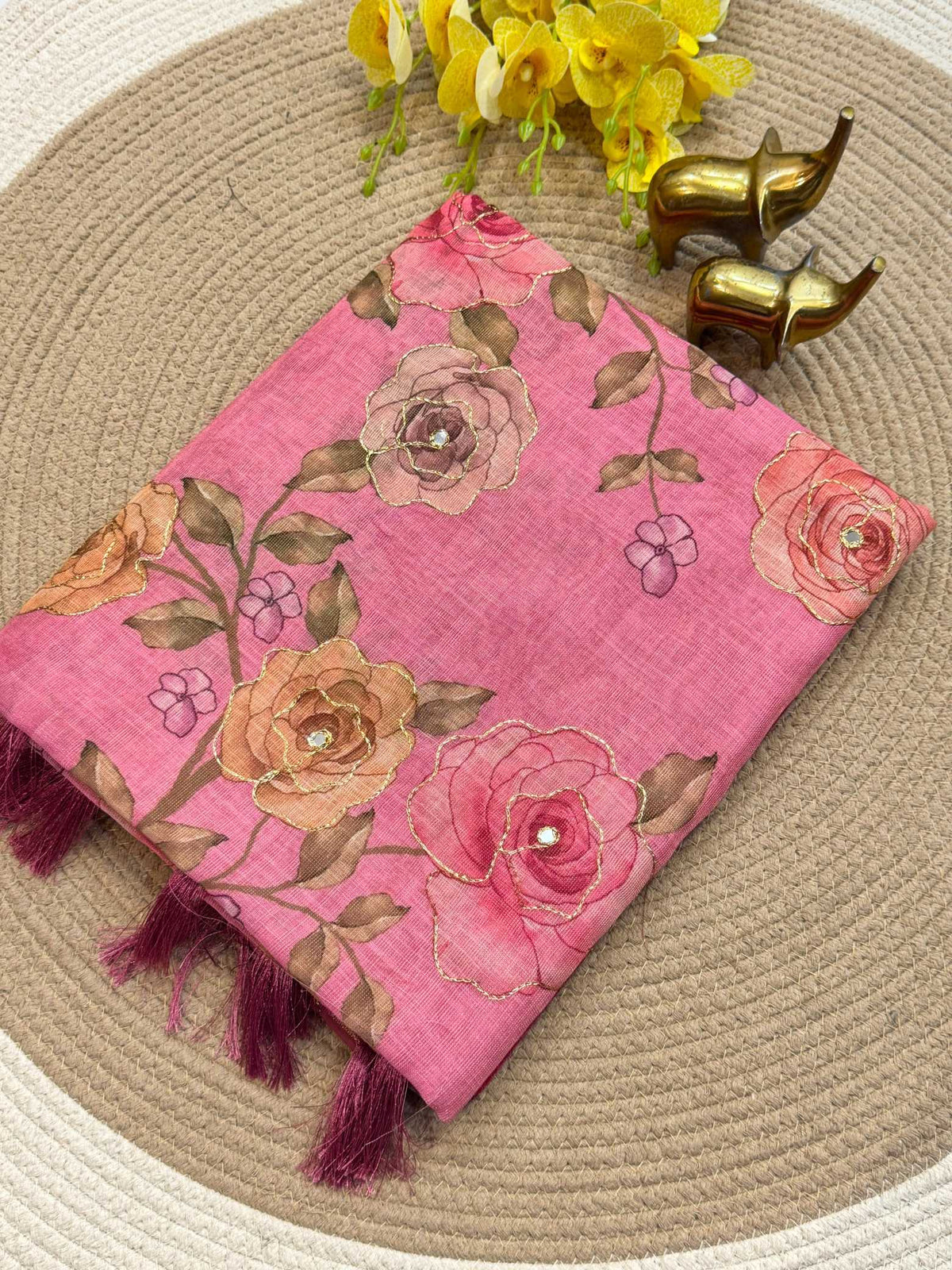 Falguni Linen Zari Border Saree