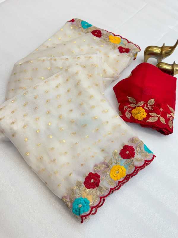 Feel Organza Embroidered Saree