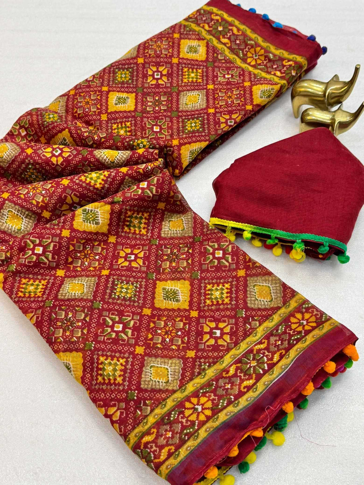 Ikkat Cotton Printed Saree