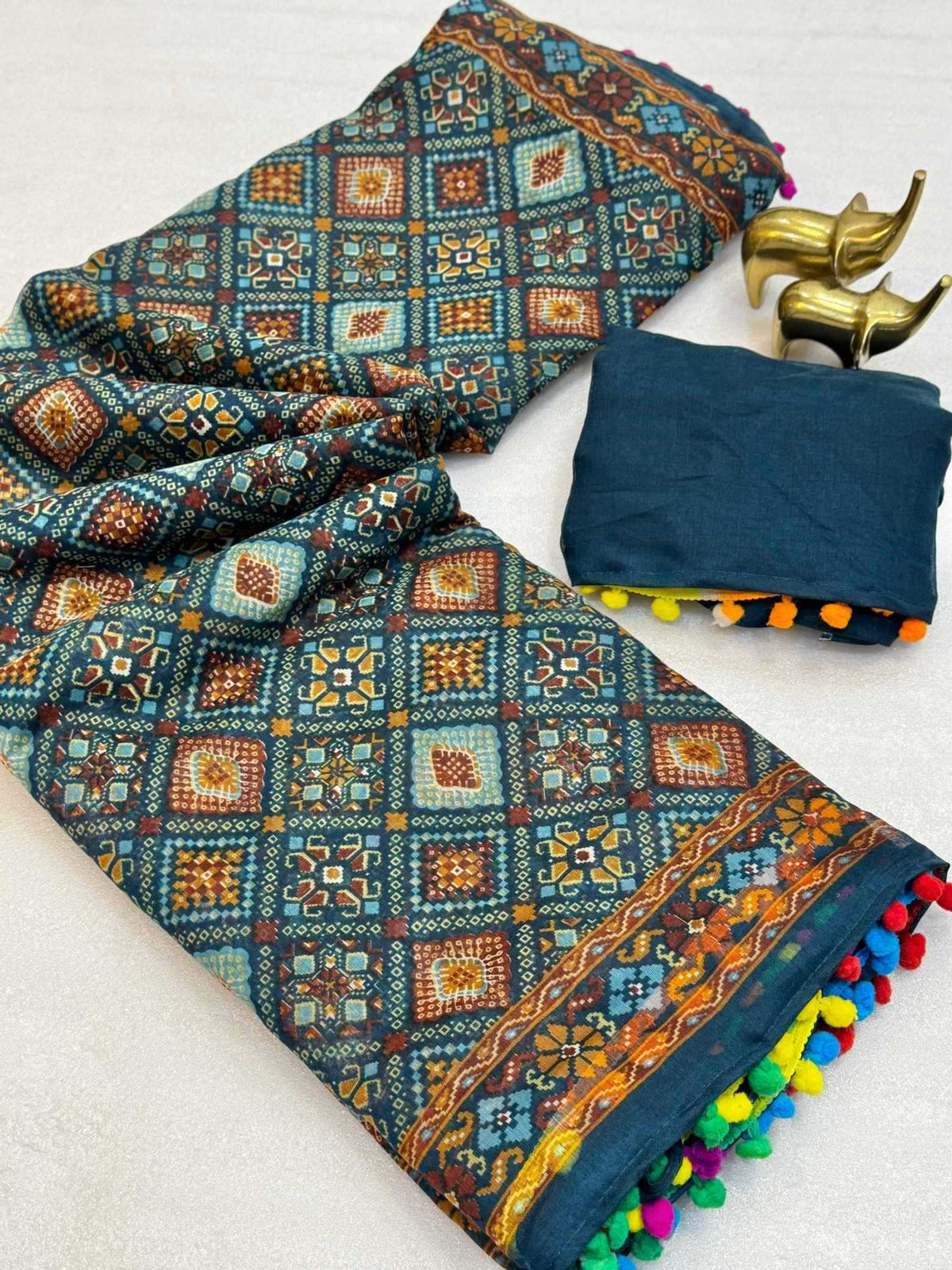Ikkat Cotton Printed Saree