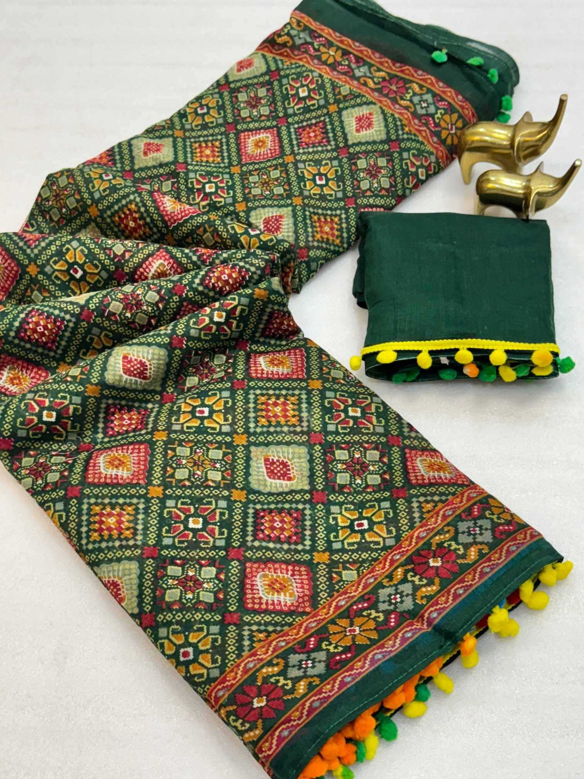 Ikkat Cotton Printed Saree