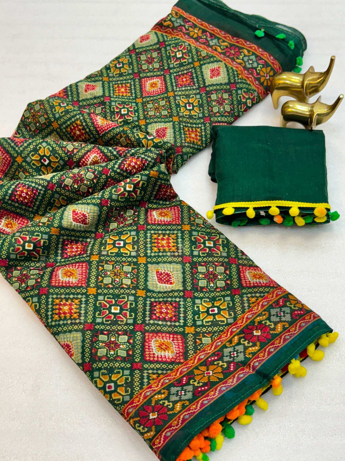 Ikkat Cotton Printed Saree