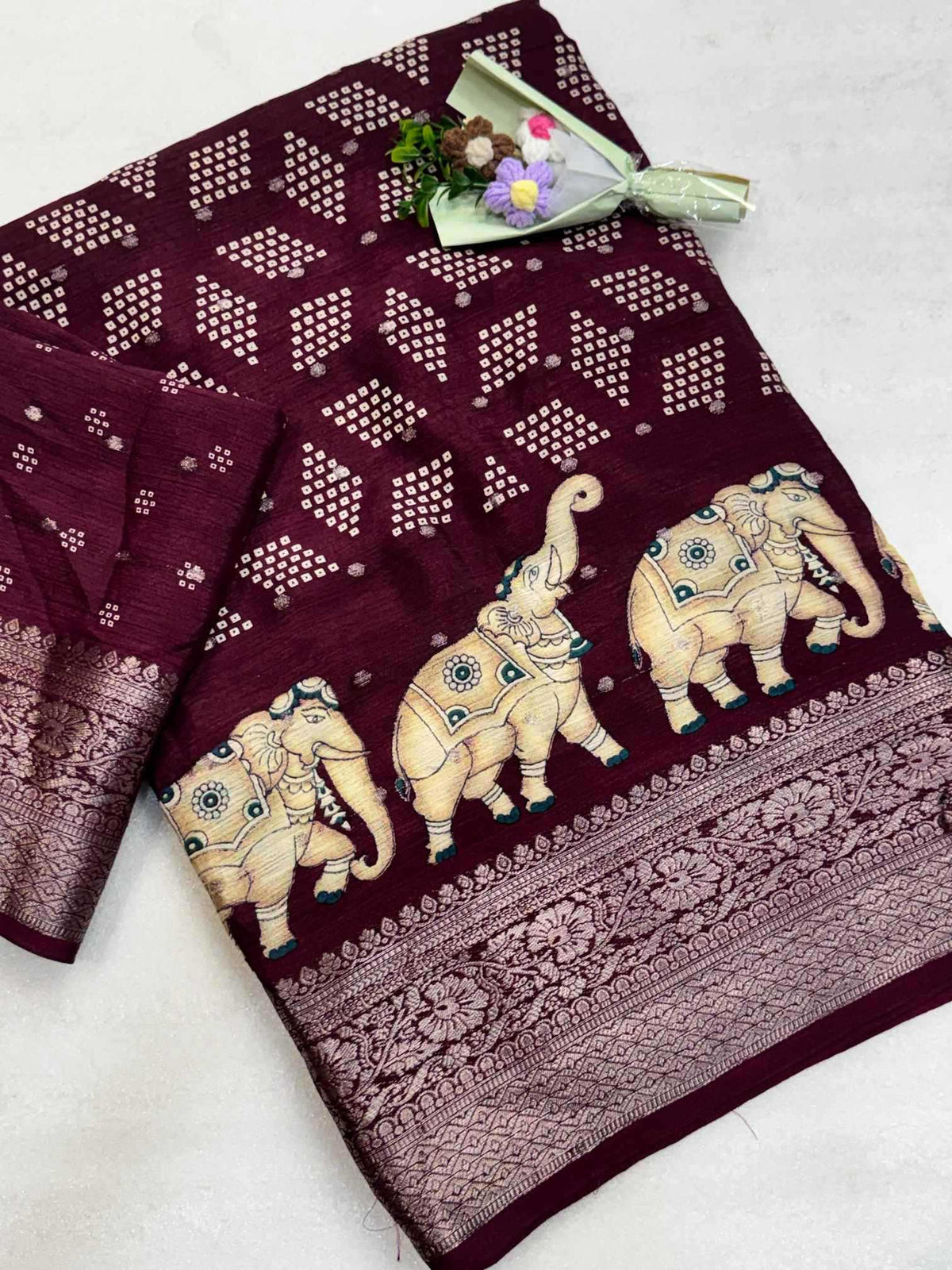 Indumati Chinon Silk Traditional Saree
