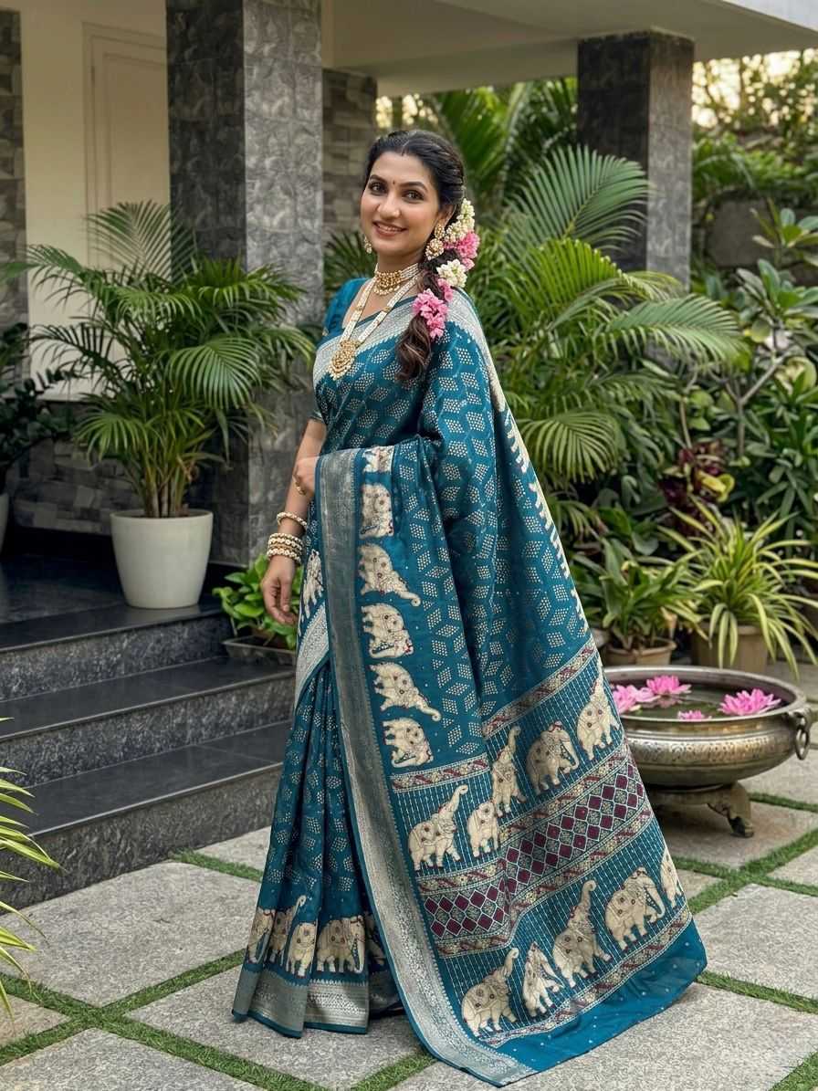 Indumati Chinon Silk Traditional Saree