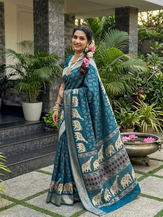 Indumati Chinon Silk Traditional Saree