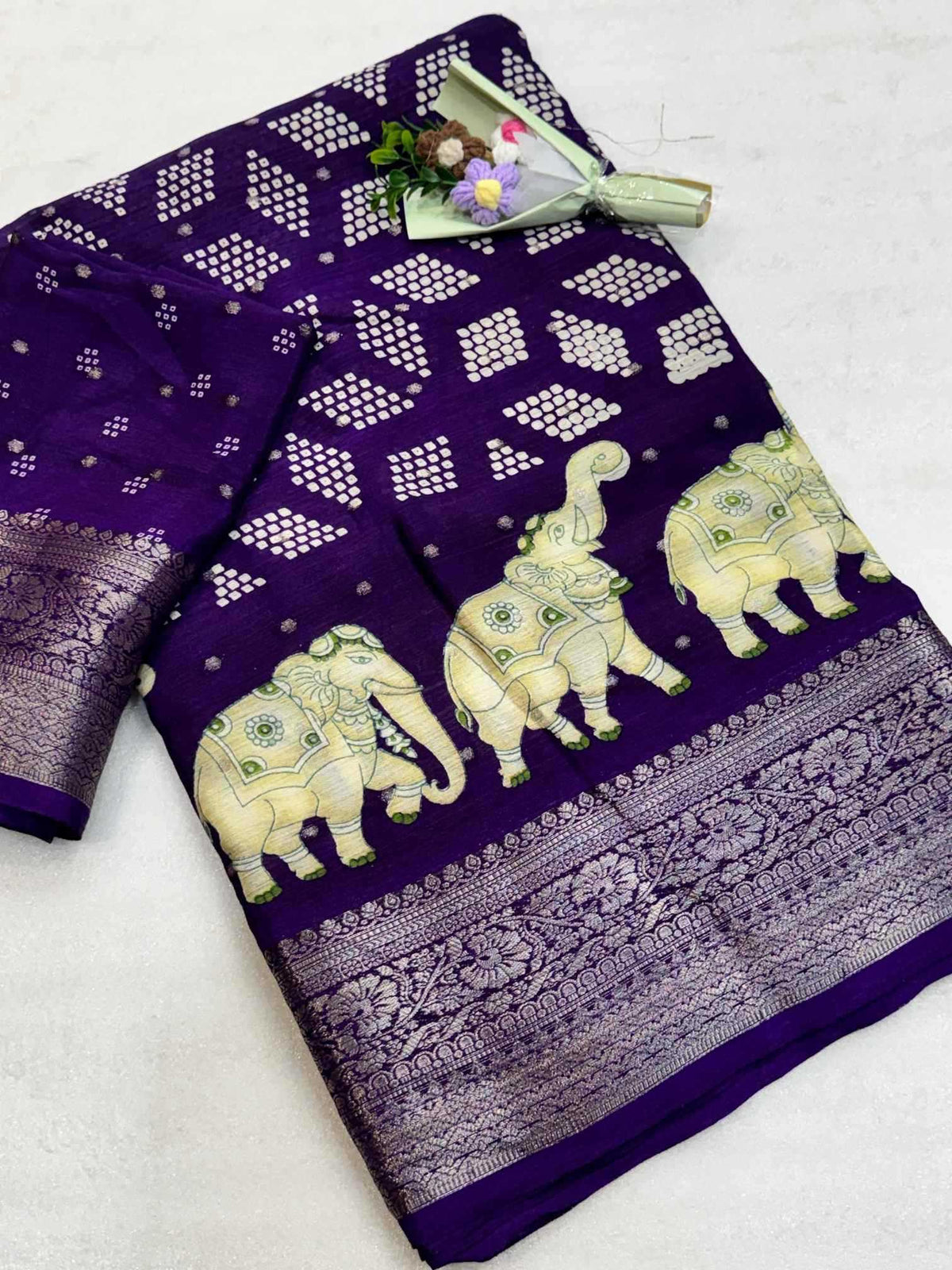 Indumati Chinon Silk Traditional Saree
