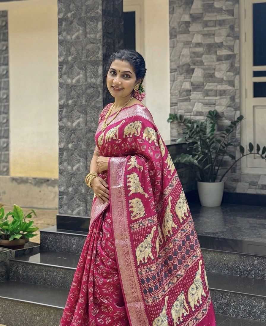 Indumati Chinon Silk Traditional Saree