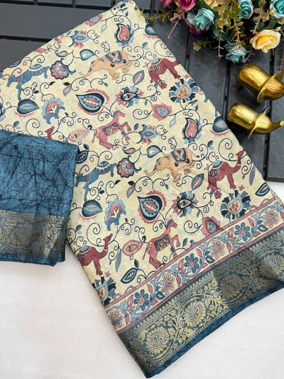 Soft Dola Kalamkari Saree