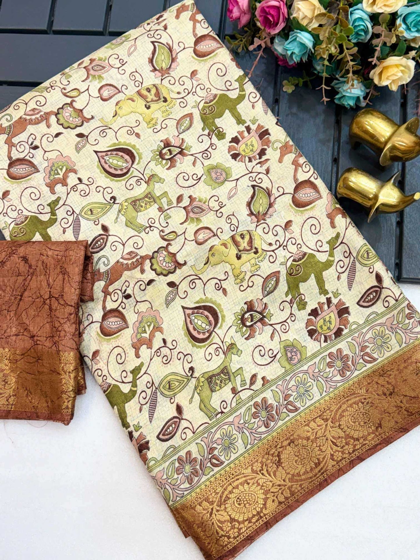 Soft Dola Kalamkari Saree