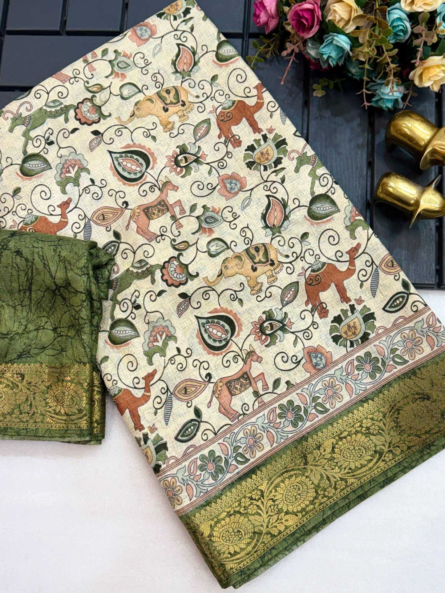 Soft Dola Kalamkari Saree