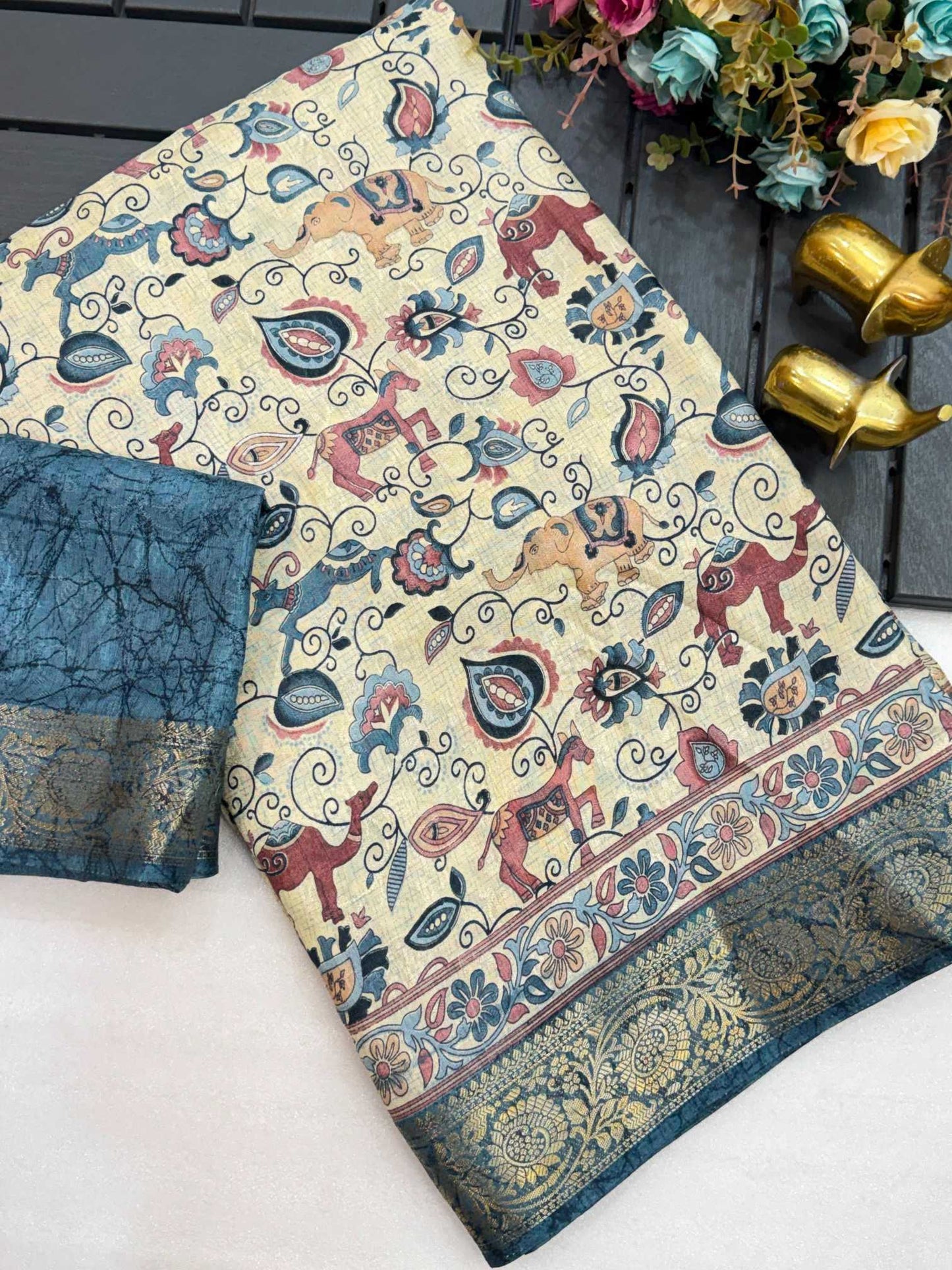 Soft Dola Kalamkari Saree