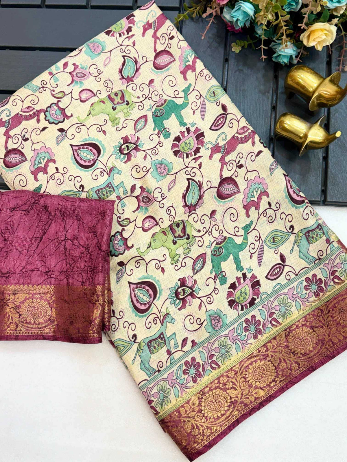 Soft Dola Kalamkari Saree