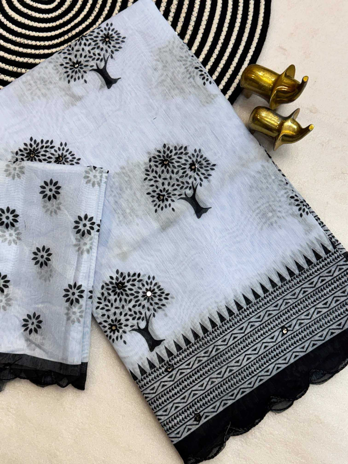 Khushi Chanderi Cotton Cutwork Saree