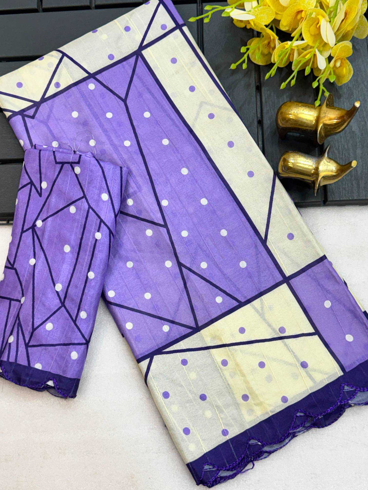 Lotus Tussar Silk Saree