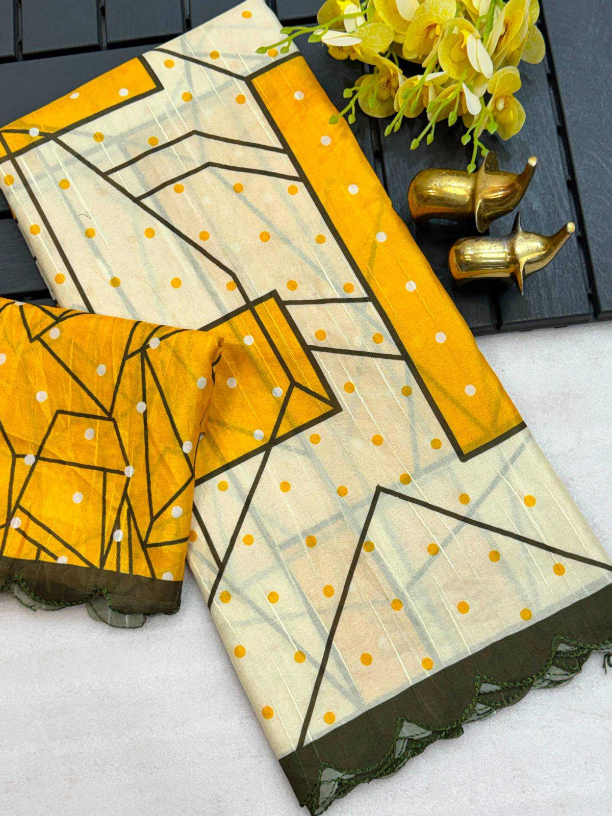 Lotus Tussar Silk Saree