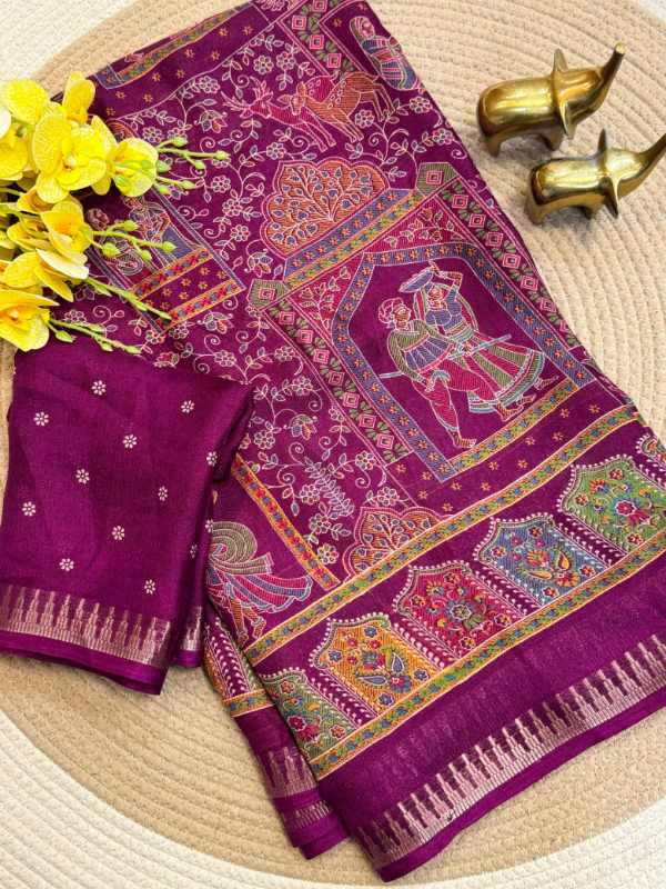 Dull Moss Designer Saree