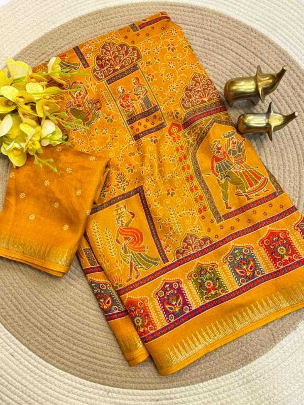 Dull Moss Designer Saree